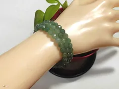 天然石 グリーンアベンチュリン(インド翡翠)形状記憶ブレスレット・アンクレット  　　250720334