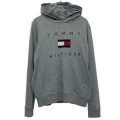 TOMMY HILFIGER プリント スウェット パーカー トミーフィルフィガー レディース L~ グレー 古着卸 アメリカ仕入 a609-5287