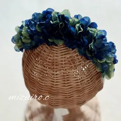 【花カチューシャ】紫陽花 ブルー ツートンカラーのフラワー カチューシャ｜犬・ベビー用記念撮影 フォト 記念日 ヘッドドレス 花冠 髪飾り フラワーアクセサリー 造花 アーティフィシャルフラワー
