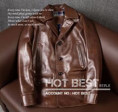 上質 メンズ レザー ジャケット ホースハイド 馬革 復刻20年代