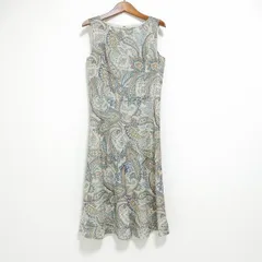 #snc ロイスクレヨン LoisCRAYON ロング ノースリーブ ワンピース M 水色 茶 ペイズリー柄 バックジップ レディース [923589]のサムネイル