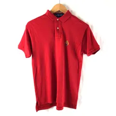 ラルフローレン Ralph Lauren ポロシャツ コットン100％ 胸元ワンポイント刺繍 半袖 赤 Mサイズ 949935