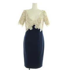 タダシショージ TADASHI SHOJI ワンピース 膝丈 半袖 ビーズ レース 切替 Vネック 2 ネイビー /MY ■OS ■GY19 ■AX