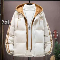 [2XL]春 コーデ メンズ  服 シンプル ファッション オシャレ 大人 かっこいい 大きいサイズ ストリート 紳士服 冬 フェイク ツーピース フード付き ダウン パッド ジャケット 綿 厚手 暖かい カジュアル 