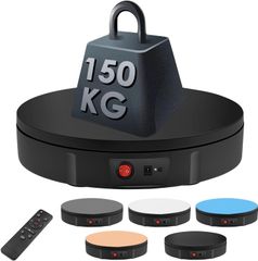 【新着商品】回転台 ターンテーブル 150kg 耐荷重 直径30cm 360°回転 100-110v電圧 リモコン付き 回転式ディスプレイスタンド 電動回転台 スピード・方向・角度が調整可能 商品展示用 衣類 モデル展示用 撮影用用 ブラック