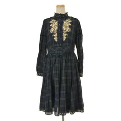 【LOISCRAYON】13000647 チェックタックプルオーバー長袖ワンピース