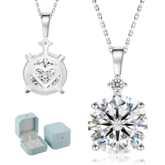 【迅速発送】KRKC モアサナイト レディースネックレス: S925スターリングシルバー 一粒ダイヤ 0.5/1.0/2.0/3.0/4.0ct 人工ダイヤモンド 4本爪 金属アレルギー対応 ホワイトゴールドメッキ シンプル 人気 女性へのプレゼント 誕生日