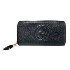 【真贋判定済】GUCCI グッチ ソーホーインターロッキングG ラウンド長財布 598187 ブラック×G金具 ウォレット B0326MMXTV