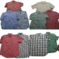 古着卸 まとめ売り ノーティカ NAUTICA 半袖シャツ 10枚セット (メンズ XL ) マルチカラー ストライプ マドラスチェック 中古 古着 MZ8303