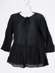 BURBERRY LONDONバーバリー ロンドン ノーカラーギャザーフレアチュニック ブラウス【40】【LTSA79317】