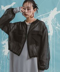 夢展望公式 [新品未使用] メッシュブルゾン [ブラック] 他カラー別ページ有 bohmal ジャケット・ブルゾン ミリタリージャケット・ブルゾン 535112-02