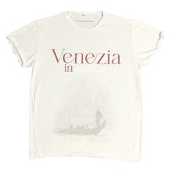 ★新品★ MADE IN ITALY製 MAGLIA 2025年AWモデル 「Venezia in MAGLIA」 イタリア都市シリーズ ヴェネツィア ゴンドラ プリント クルーネックTシャツ ホワイト×ボルドー M～XLサイズ