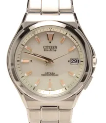 美品 CITIZEN シチズン アテッサ H110 ホワイト ソーラー メンズ 