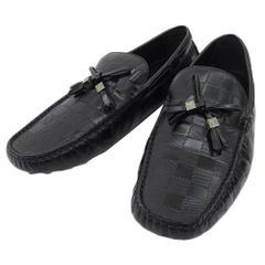美品 Louis Vuitton ルイヴィトン ダミエ タッセル ドライビングシューズ 7 1/2 約26.0cm ブラック メンズ 古着 中古 USED