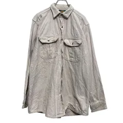 長袖 無地 シャツ L サイズ 程 オフホワイト ポケット付き カジュアルシャツ コットンシャツ 古着卸 アメリカ仕入 a610-6154