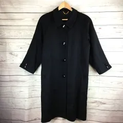 日本製/80s-90sビンテージ★PIACENZA★カシミア100％/ステンカラーコート【9AR/レディース -M/黒】/Made in Japan◆Y01-a<sale>