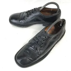 西ドイツ 70s-80s?ドイツ老舗★obermain★本革/プレーントゥ【8/26.5/黒/BLACK】ビジネス/Vintage/dress shoes◆pC-96<sale>のサムネイル
