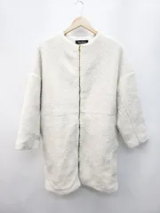 ■ mysty woman ミスティウーマン ボア ノーカラー 長袖 ブルゾン ジャンパー サイズF ホワイト レディース P  【1403110019426】のサムネイル