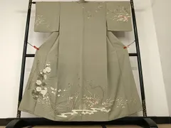 平和屋着物●訪問着　刺繍　草花文　暈し染め　金彩　正絹　逸品　AAAY6412zg