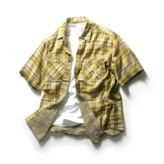 【新品】 coen ／ コーエン　半袖シャツ ダブルガーゼ シャツ マドラスチェック ギンガムチェック Wガーゼ コットン 綿 マスタード UNITED ARROWS ユナイテッドアローズ ｜ 春夏