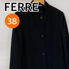 FERRE フェレ ロングコート アウター ジャケット ブラック レディース イタリア 38サイズ【CT1262】
