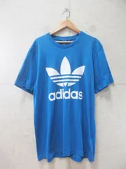 adidas アディダス Tシャツ 半袖 ロゴ プリント ブルー Lサイズ