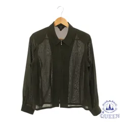 【訳アリ】 トップス シアー シャツ フルジップ 長袖 大きいサイズ レディース ブラウン L 901-10362 送料無料 古着