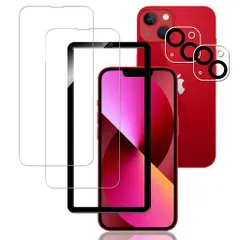 KPNSガラスフィルムiPhone13ガラスフィルム(2枚)+いphone13カメラフィルム(2枚)+ガイド枠付き日本旭硝子素材採用全面保護iPhone13フィルムアイフォン13強化ガラスフィルムカメラ保護アイホン13