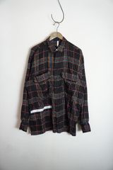 美品 HUMIS ヒューミス M-SH1301 CHEMICAL FLY-FRONT SHIRT ケミカルフライフロント 長袖 シャツ チェック 黒 サイズM 718P★4