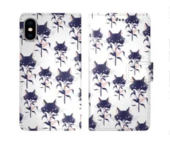 [iPhone12 Mini] iPhone14 ケース スカラー スマホケース 手帳型 iPhone16 ケース iPhone 16 15 14 Pro 13 12 Mini 11 スマホカバー 全機種対応 手帳 ScoLar ネコ 黒猫 フラワー かわいい