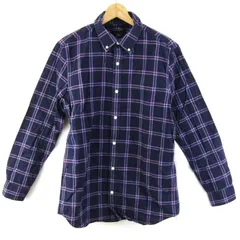 バナナリパブリック 長袖シャツ トップス チェック柄 ボタンダウン メンズ Lサイズ 紫×赤 Banana Republic 【中古】