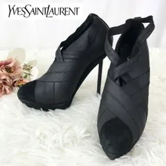 【希少】YVES 　SAINT　LAURENT　イヴ　サンローラン　パンプス　ハイヒール　ピンヒール　サイズ表記35(22cm相当）　異素材　スエード　ブラック　ゴムストラップ　クロスストラップ