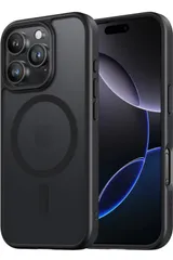 ★NIMASO iPhone 16 Pro Max 用 ケース MagSafe対応 スマホケース マグセーフ対応 カバー 滑り止め マット仕上げ 全面保護 いPhone16 Pro Max  （6.9インチ） ブラック （黒羽シリーズ）NSC24G1451