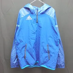 ◇ adidas アディダス ハーフジップ　フード　ブランドロゴ　速乾性 長袖 ジャケット 表記なし ブルー系 メンズ E  【1303290022905】