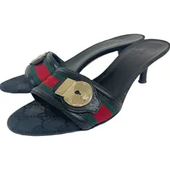 GUCCI グッチ サンダル ミュール シェリーライン ブラック ゴールド【中古】12506K501