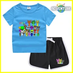 スプランキー sprunki 半袖Tシャツ トップス セットアップ上下セット夏パジャマ インクレディブル ゲーム 110 120 130 140 150 子供服キッズ服 spsuc120 FR