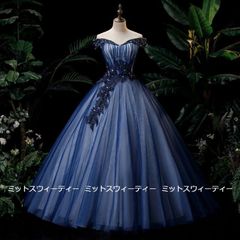 ビジューとリボンが美しくオシャレな花柄スカートのロングドレス 