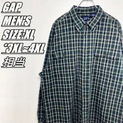 【US古着･90’s】OLD GAP　ギャップ　長袖チェックシャツ　メンズ　サイズ表記XL　3XL~4XL相当　グリーン×ネイビー×ホワイト