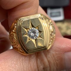 K18 デザインリング　印台系　23.6g 約23.5号　ダイヤ0.4ct