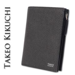 タケオキクチ TAKEO KIKUCHI 牛革 ミドルウォレット 二つ折り財布 バース グレー メンズ 定価18,700円 型押し レザー プレゼント ギフト 無料ラッピング可能