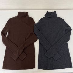 UNIQLO ユニクロ　タートルネックセーター　ブラウン　グレー　2点セット　サイズM
