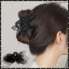 バンスクリップ 髪飾り オーガンジー 黒レディース ヘアクリップ ヘアアクセサリー 大人 まとめ髪 お洒落 オフィス雑貨 結婚式 演奏会 可愛い 女子会 髪留めヘアアレンジ小物 韓国ヘアアクセ 誕生日 プレゼント
