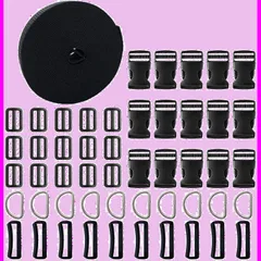 荷締めベルト バックル 作業用ベルト ベルト リペアバックル 肩掛け ワンタッチ式バックル 25mm 荷物用ストラップ セット 調整ボタン バックパック修理 Dリング ベルト送り 耐震対策 サイドリリースバックル PPベルト DIY用 51点セット