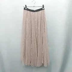 ◇ Θ natural couture チュール素材 ウエストゴム ロング丈 フレア スカート サイズ F ピンクベージュ系 レディース E  【1410290054468】