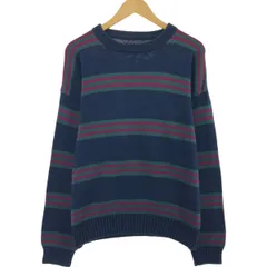 古着 80年代 エディーバウアー Eddie Bauer ボーダー柄 コットンニットセーター メンズL相当 ヴィンテージ/eaa489547