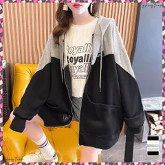 送料無料 ジップアップパーカーレディーススウェット フード付きトレーナー長袖 ゆったり 韓国 薄手フーデッド 体型カバートップス おしゃれバイカラーパーカー ストリート春秋 配色ZIPパーカー カーディガン 春服 カジュアル 羽織り