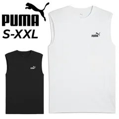 プーマ ノースリーブシャツ メンズ PUMA ESS NO.1ロゴ スリーブレス Tシャツ トレーニング スポーツウェア 男性 タンクトップ 袖なし トップス 運動  コットン 白 黒 ホワイト ブラック ワンポイント  服 メンズウエア  /687524