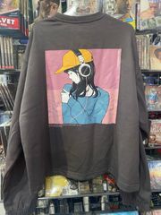 [新品]HALHAM/ガールCAPプリント　クルースウェット　 裏毛パイル