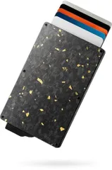 ゴールド（フォージドカーボン） [zepirion] Quick Wallet クレジットカードケース カーボン スキミング防止 スライド式 スリム 薄型 軽量 メンズ レディース carbon forged (Gold)