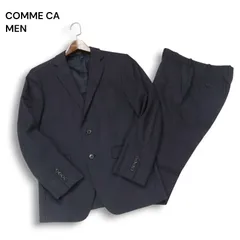 COMME CA MEN コムサ メン 通年 背抜き★ ストライプ セットアップ スーツ Sz.44 メンズ 紺 ビジネス